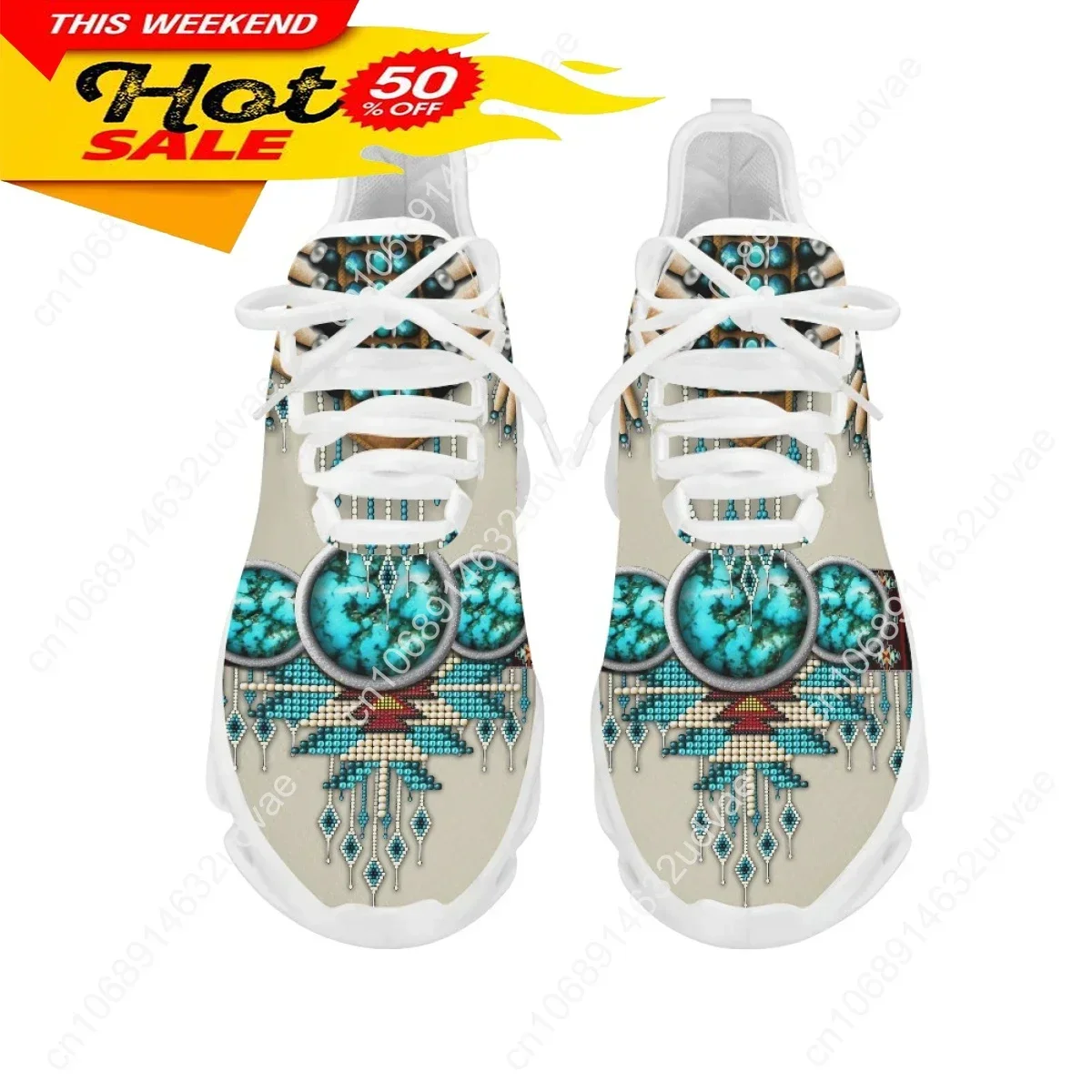 Ethnic Tribal Aztec Platform Shoes for Women Casual Mesh Shoes Dreamcatchers Print Breathable Lace up Mesh Sneakers