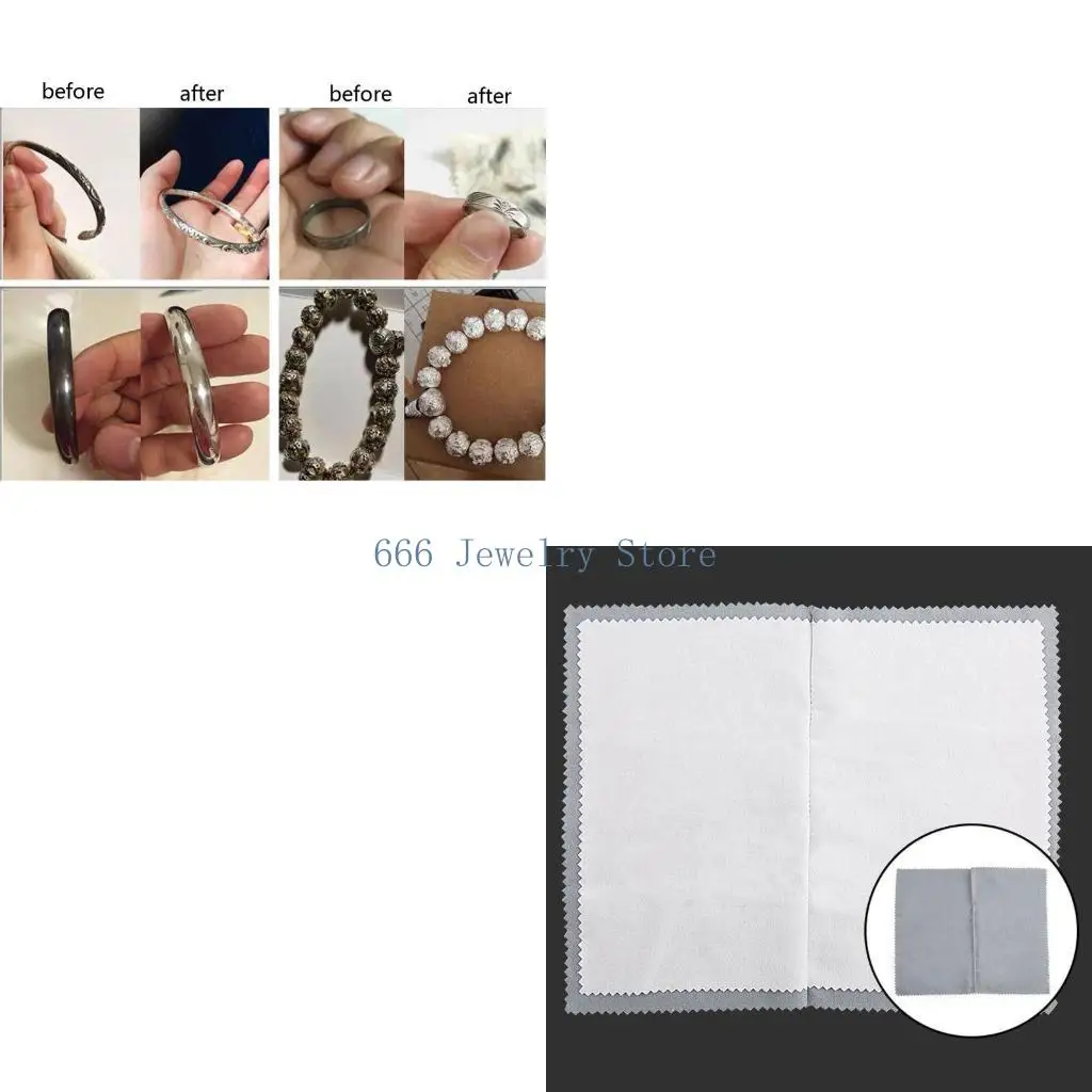 F2TD Non Toxic Tarnish Remover Jewelry Cleaning Cloths Watches and Silverware Polishing Cloth for Grey White for Necklace