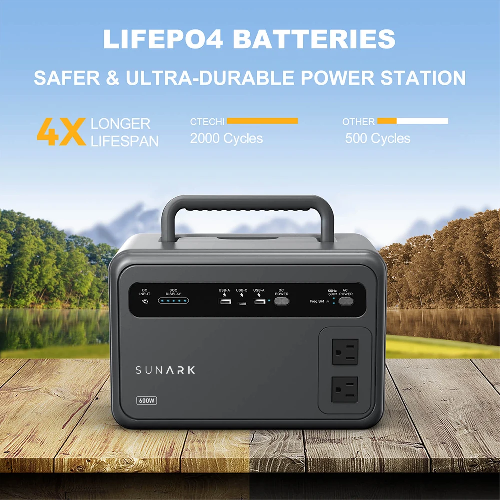 New Outdoor Charging Portable Power Station 600W Solar Generator for Mobile Phone Laptop Camping