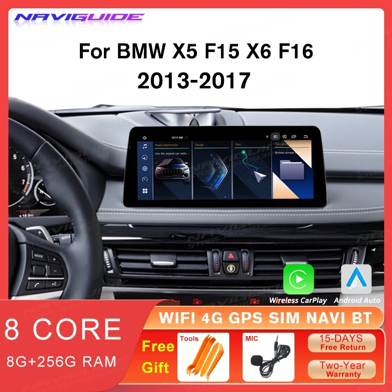 

NAVIGUIDE 12,3 "1920*720P Android13 для BMW X5 F15 X6 F16 2014-2017 NBT система автомобильный мультимедийный беспроводной головной прибор Carplay стерео