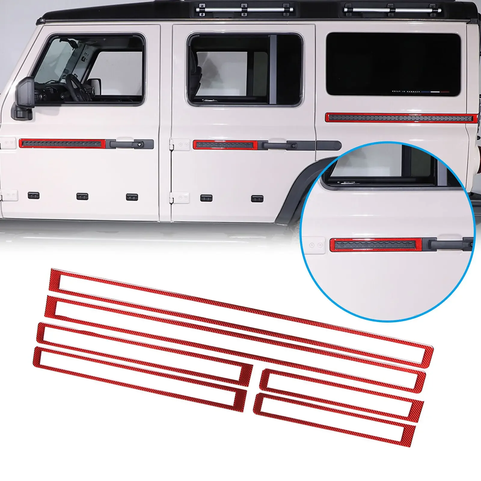 Carbon Fiber Car Door Body Side Waistline Sticker Kit For Ineos Grenadier 2020-24 Door Waistline Molding Decorative Accessories