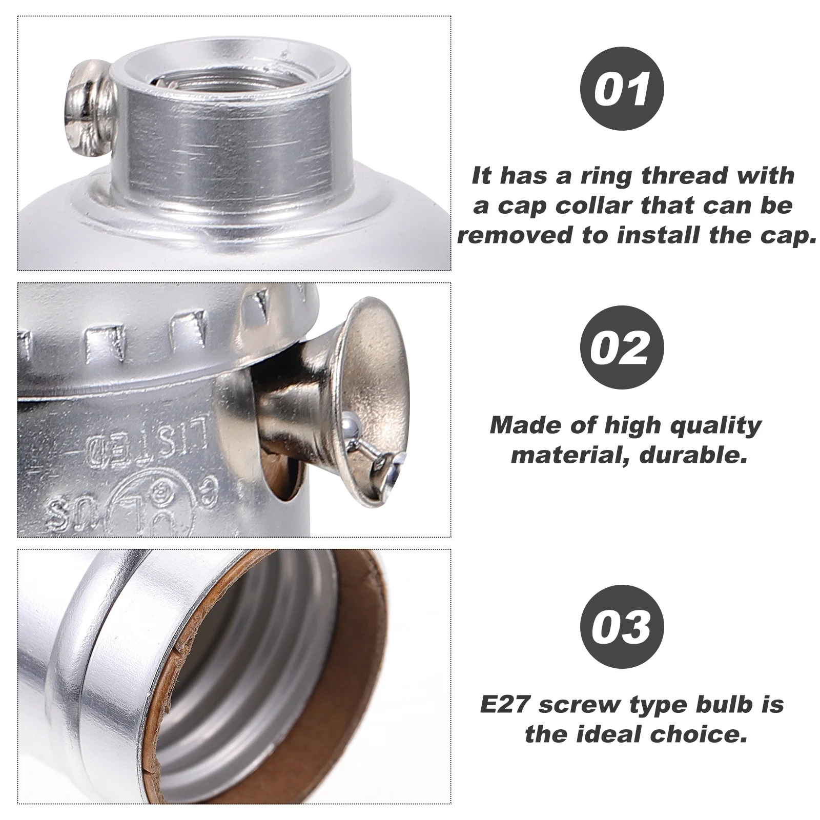 

E27 Retro Aluminum Lamp Holder Vintage Light Socket Durable Sturdy Design Easy Setup Pendant Light Holder for Home Office Dining