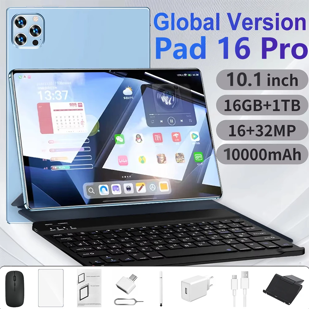 2026 New Hot Sale Original Pad 16 Pro PC 10.1inch HD Screen Global Version Tablet Snapdragon 10000mAh 5G Dual Card WiFi