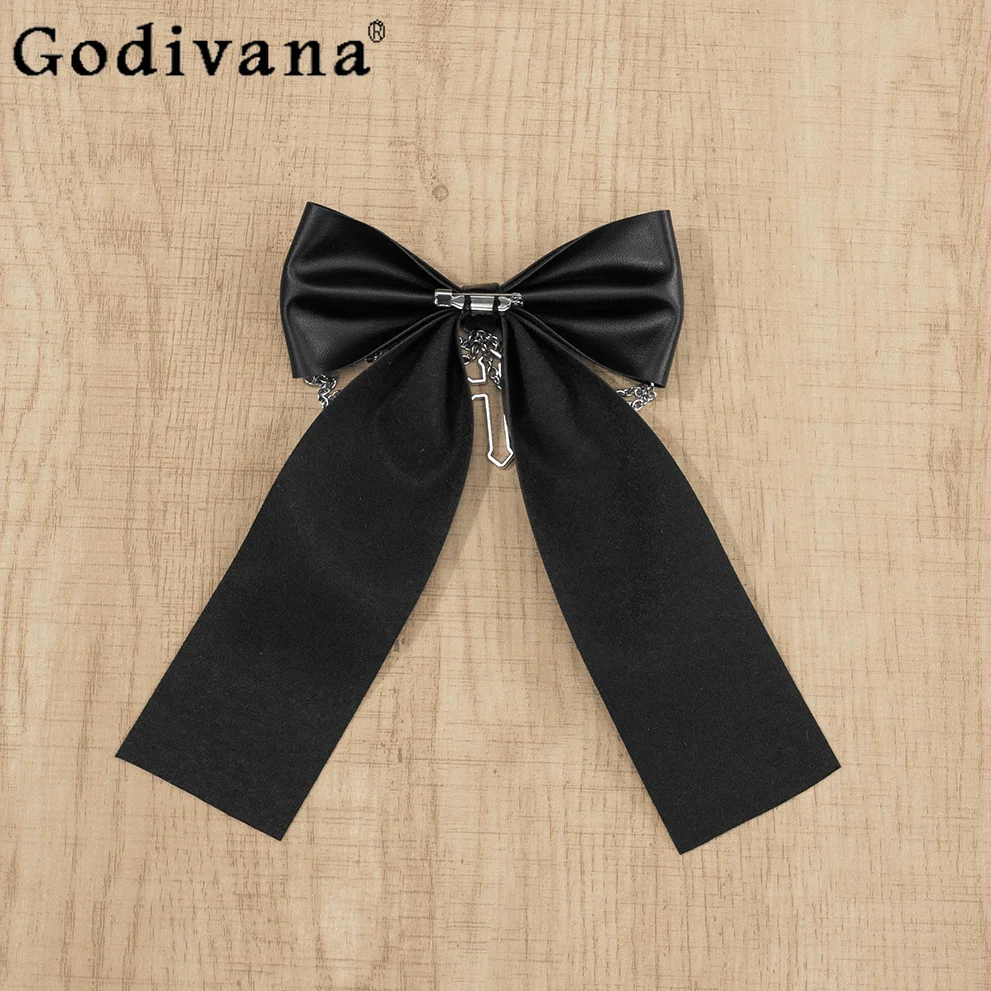 2024 Japanese Handmade Mine Cross Chain Bow Lolita Brooch Gothic JK Fashion Streetwear Cosplay Brooch Punk Men Women Brooches