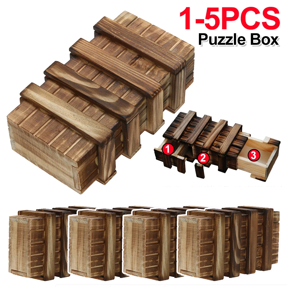 Vintage IQ Test Wooden Puzzle Box Storage Hidden Secret Compartment Brain Teasers IQ Games For Adults Kids Juguetes Y Aficiones