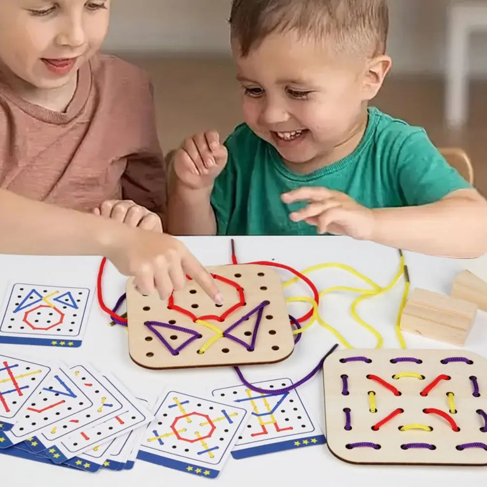 

Creativity Montessori Wooden Rope Board Thinking Training Interaction Graphical Educational Toys Early Learning Fun