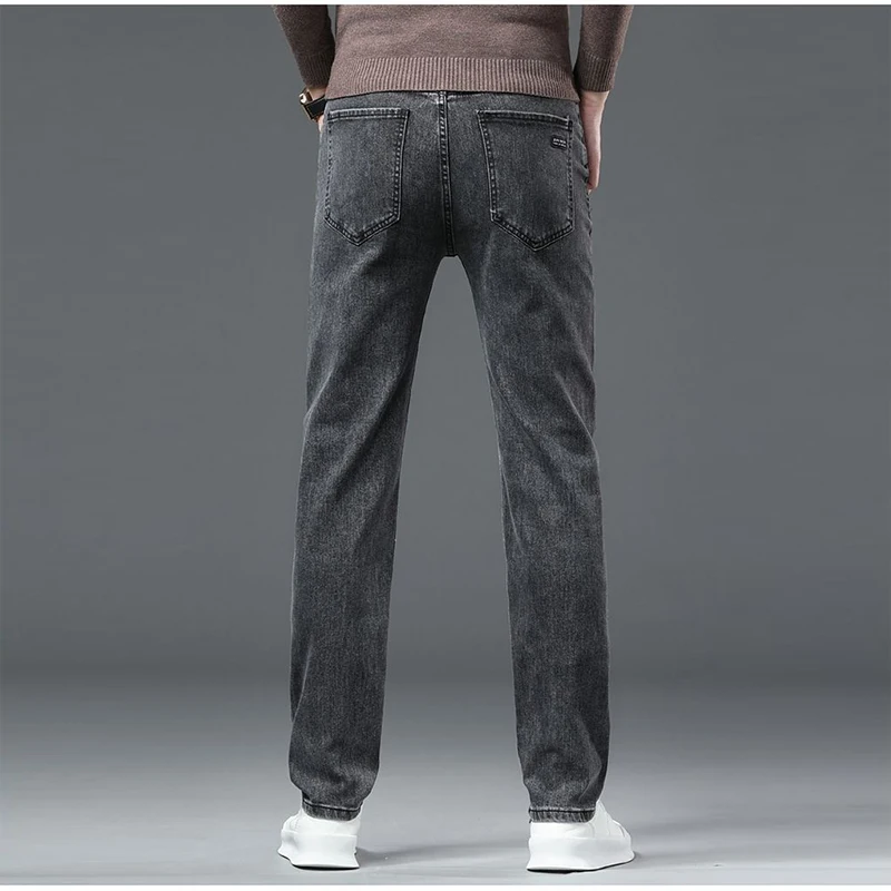 2025 New Men Fashion  Slim Fit Jeans Male Elasticity Smart Casual Mid Classics Straight Denim Pants Wedding Party Black Trousers