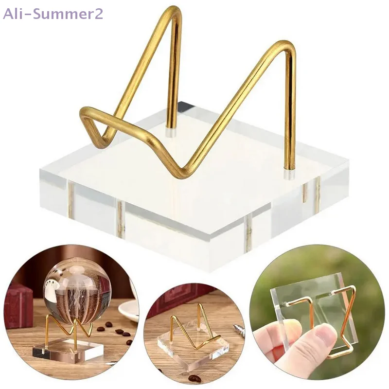 {Summer2} Modern Simple Metal Mineral Display Stand With Acrylic Base For Crystal Jewelry Stone Holder Home Office Ornament