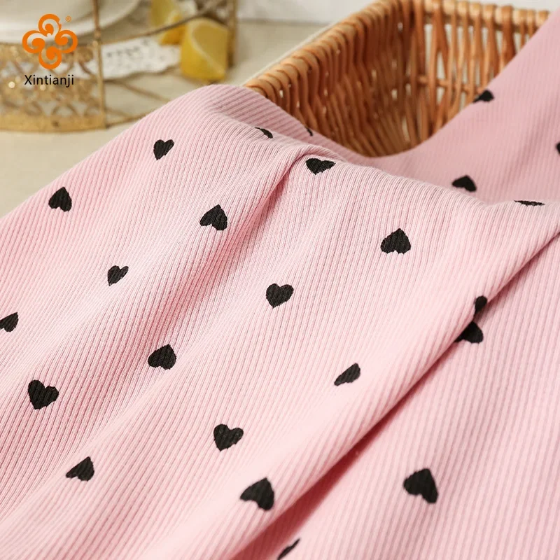 Summer Fashion Stretchy Dot Rib Printed Cotton Sewing Knit Fabric By Half Yards Dress,T-shirt Jersey Material  45*135cm YHTJ0050