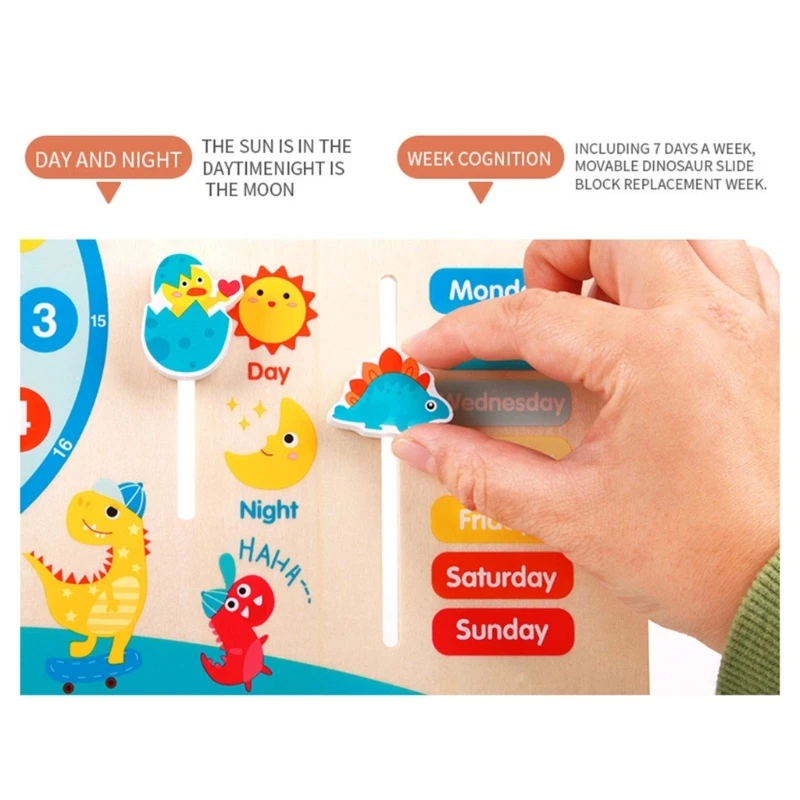 Montessori Toy Clock para Crianças, Estações do ano, Meses, Dias da Semana, Contando, Aprenda a Reconhecer, Calendário, D5QF