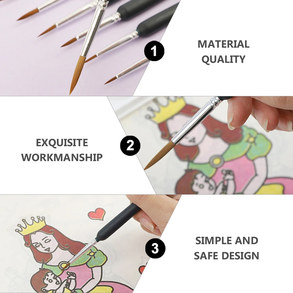 

10 Pcs Fine Liner Painting Pens Wolf Hair Birch Wood Aluminum Tube Watercolor Oil Acrylic Gouache Professional Beginners Art