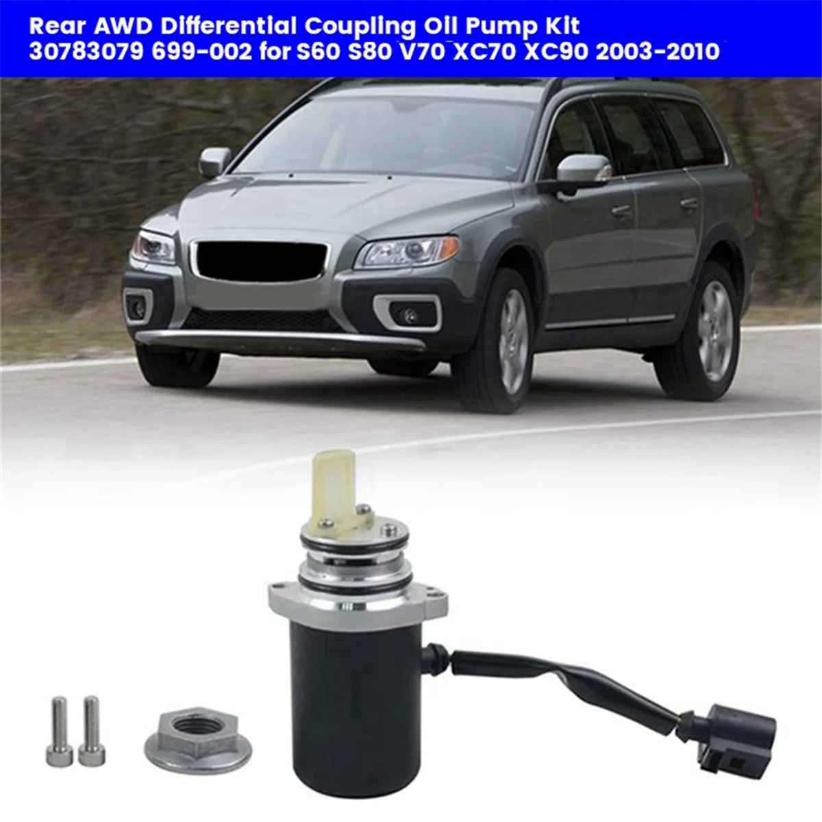 Car Rear Differential Oil Pump Kit 30783079 699 002 for S60 S80 V70 XC70 XC90 2003 2010 Coupling Oil