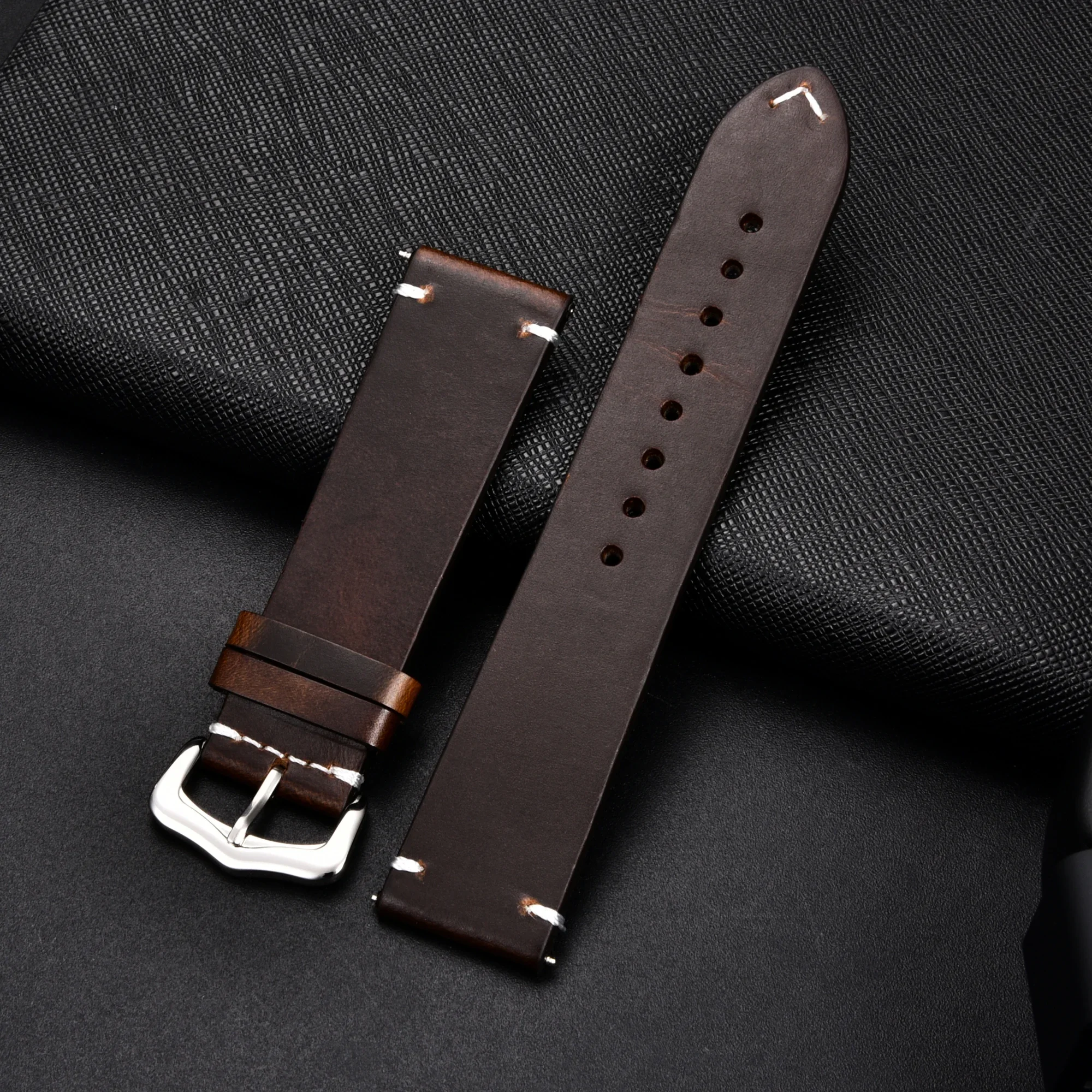 Oil Wax Discoloration Men's and Women's Fashion Strap 18mm 20mm 22mm 24mm Retro Style Business Watchband Accessories