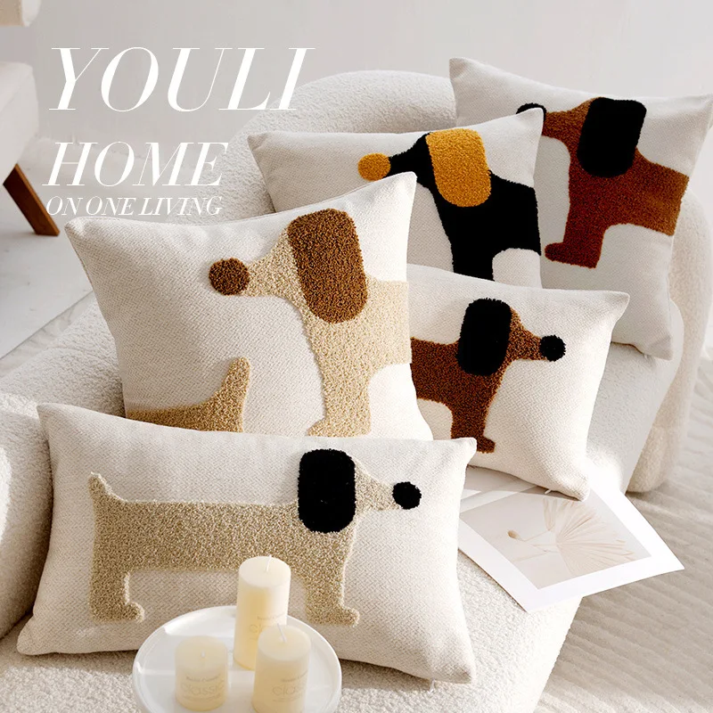 30X50/45x45CM Cute Cartoon Puppy Throw Pillow Cover Animal Stamping Waist Cushion Cover Decor Home Decorative Pillowcase