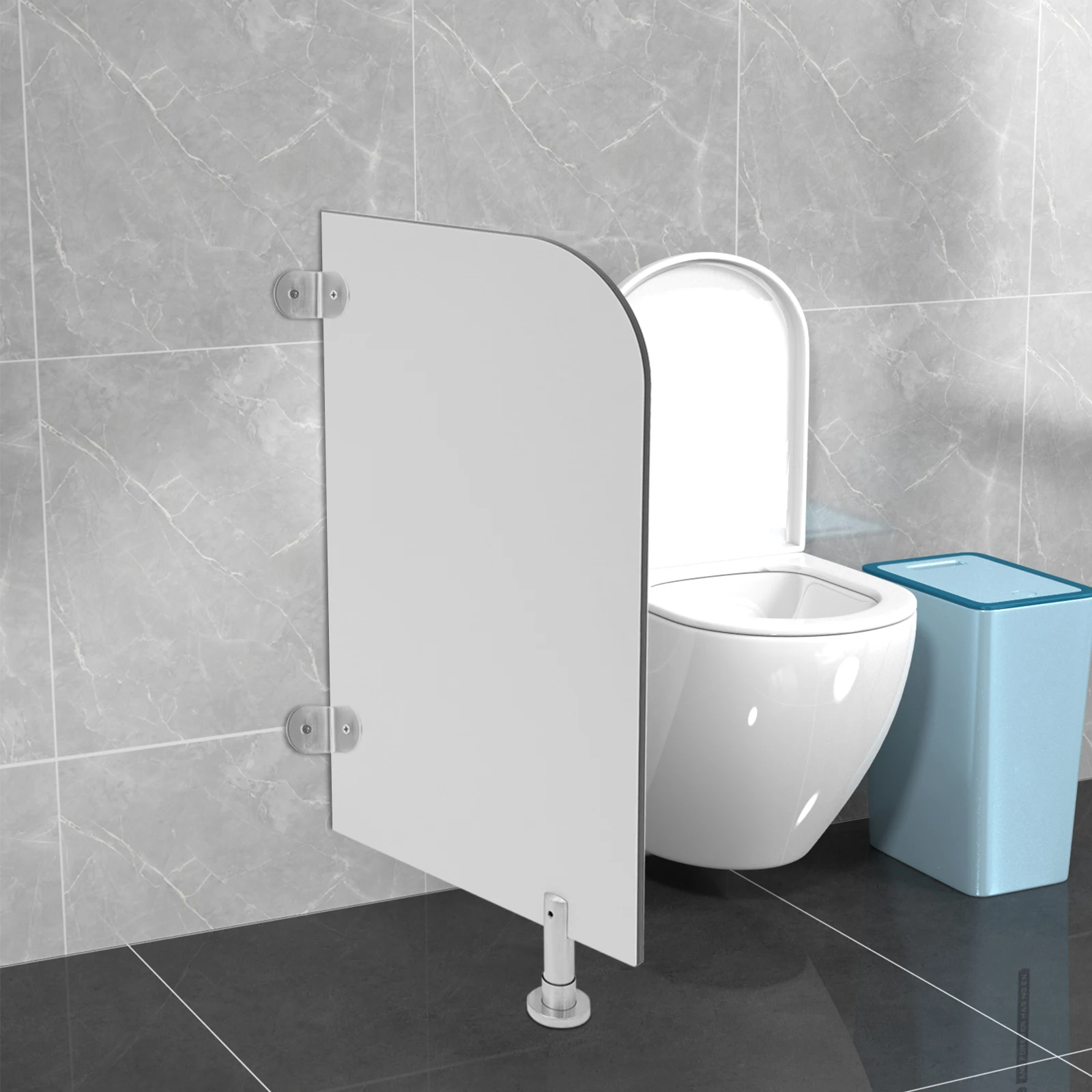 Gray Modern Wall‑Mounted HPL Toilet Partition, Press‑Processed Scratch‑Fade‑Resistant Panel For Children Privacy Protection