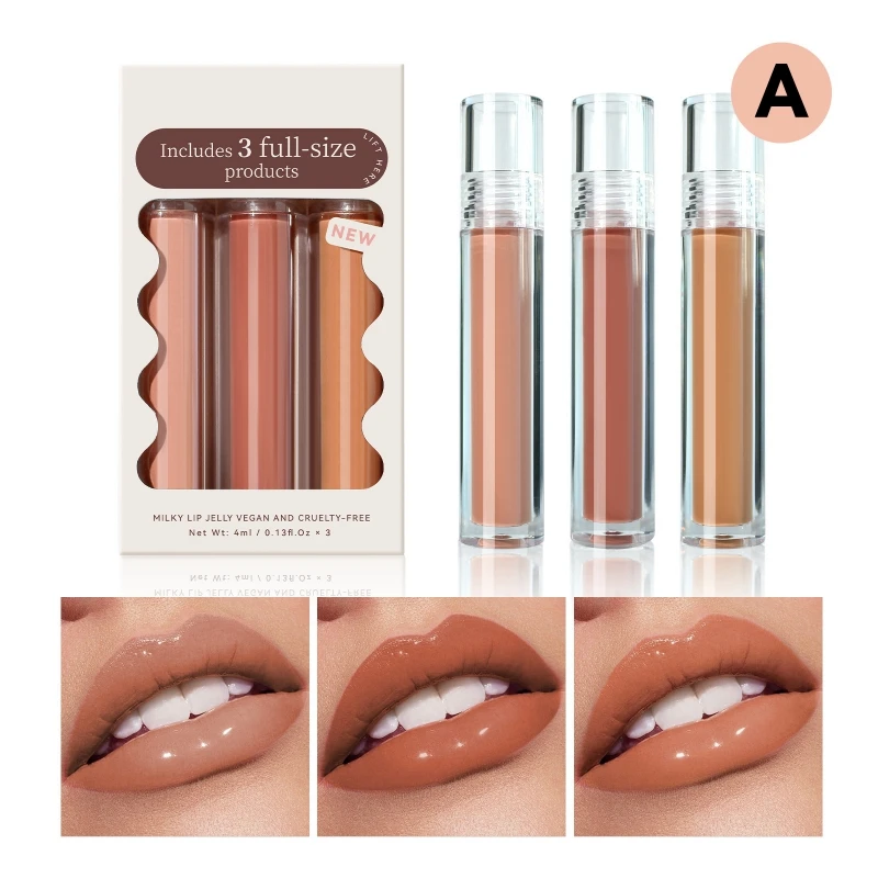 3 teile/satz wässriger flüssiger Lippenstift langlebiger praller feuchtigkeit spendender Lip gloss kein Stick Geschenk Party Maquiagem wasserdicht sexy Make-up