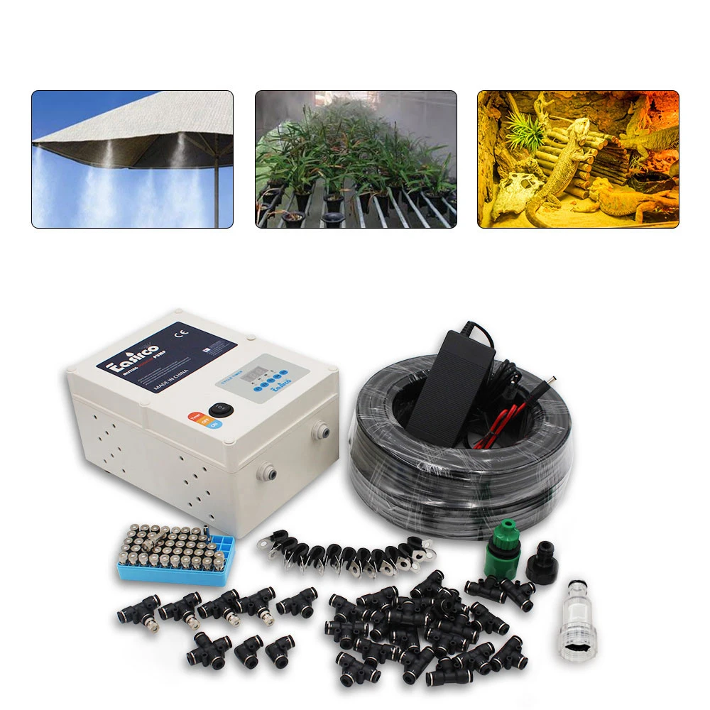 Patio Mist Cooling System 60pcs Brass Nozzle Mist Maker Water Spray Fogging System Sprinkler