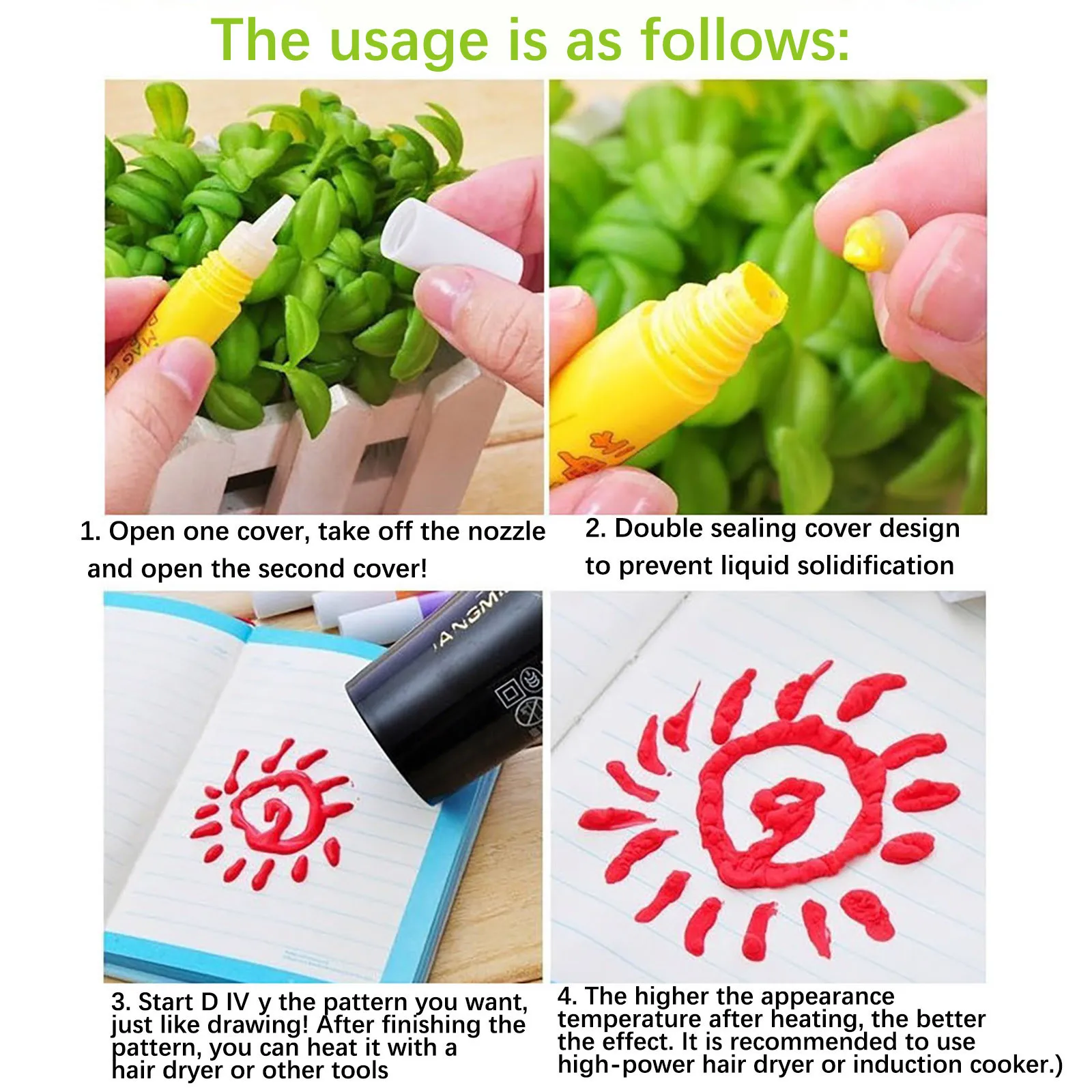 Ручки для рисования пузырькового попкорна своими руками, волшебные пышные ручки, 6-цветная пышная 3D художественная ручка, креативные маркеры для детей, рисование и раскраска