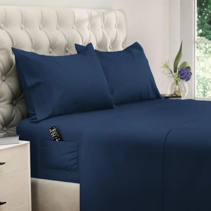 

Sheet Set 4 pcs Cooling Sheets up to 21" Extra Deep Pocket Sheets Hotel Luxury Sheets and Pillowcases Superior Softness 100% Fi