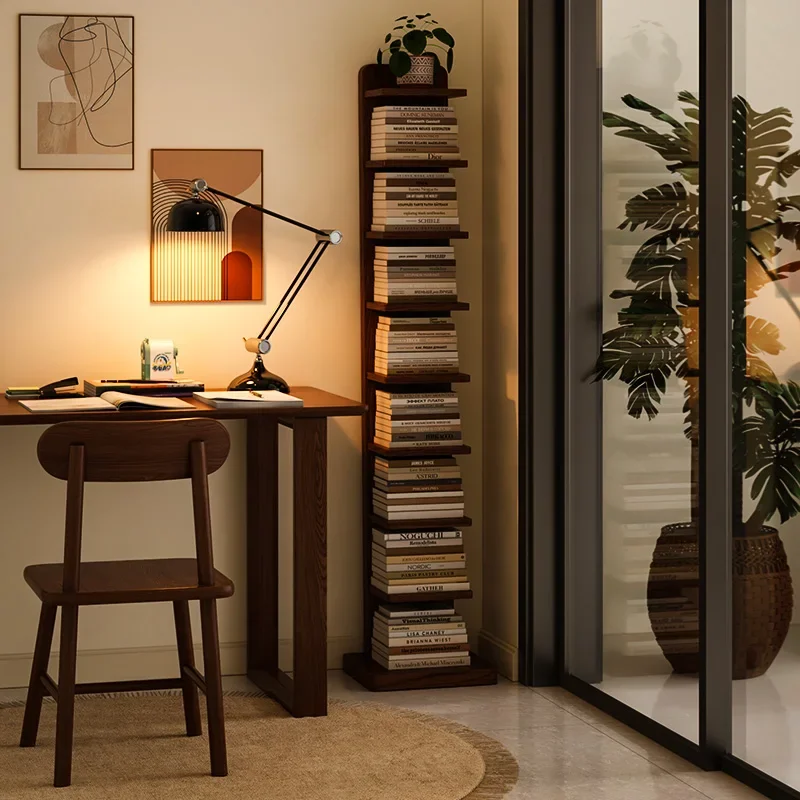 

Nordic invisible bookshelf Solid wood floor-to-ceiling Internet celebrity living room corner bookcase Vertical simple simple