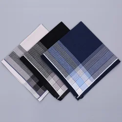 3 Packs of Men's Pure Cotton Handkerchiefs, Soft and Comfortable Cotton Handkerchiefs, Classic Plaid Handkerchiefs, Boys' Gentlemen's Groom's Souvenirs, Wedding Supplies, Outdoor Sports
