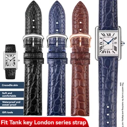 16/17/18/20mm High quality Crocodile Skin WatchBand Bracelet For Cartier Tank London Solo Series men women leather watch strap