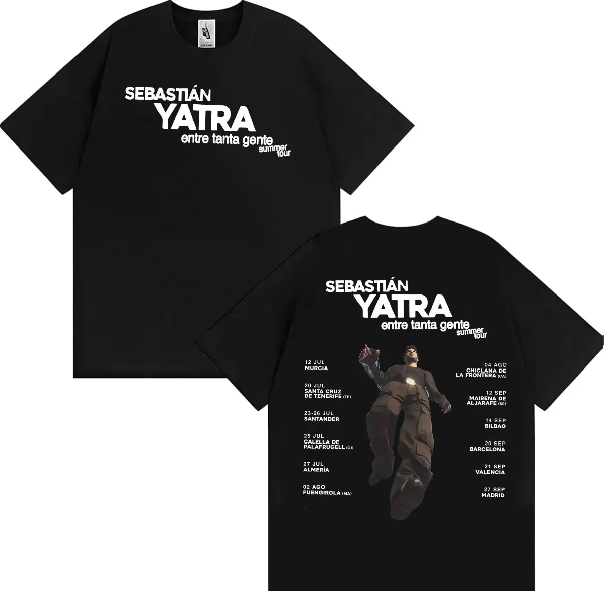 Sebastian Yatra Entre Tanta Gente Tour 2026 T-shirts Men Women Vintage High Street T Shirt 100% Cotton Summer Crewneck Tee Shirt