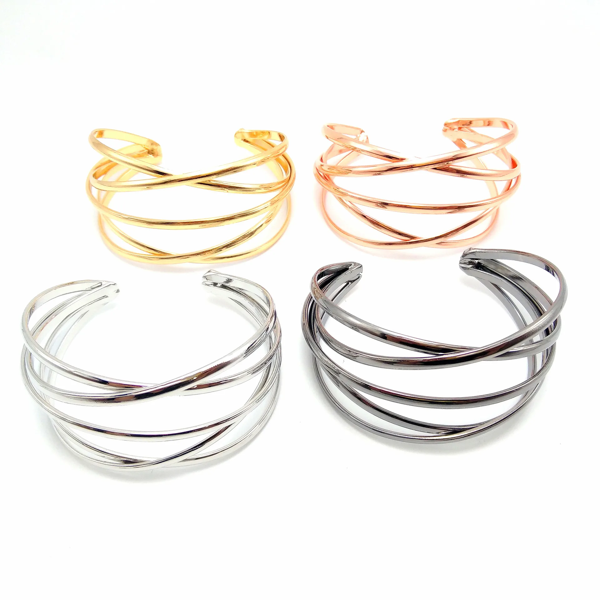 Vintage Gold Plated Geometric Cuff Bangle Statement Wide Wire Bracelet Layering Stacking Bold Gift for Women Minimalist Jewelry