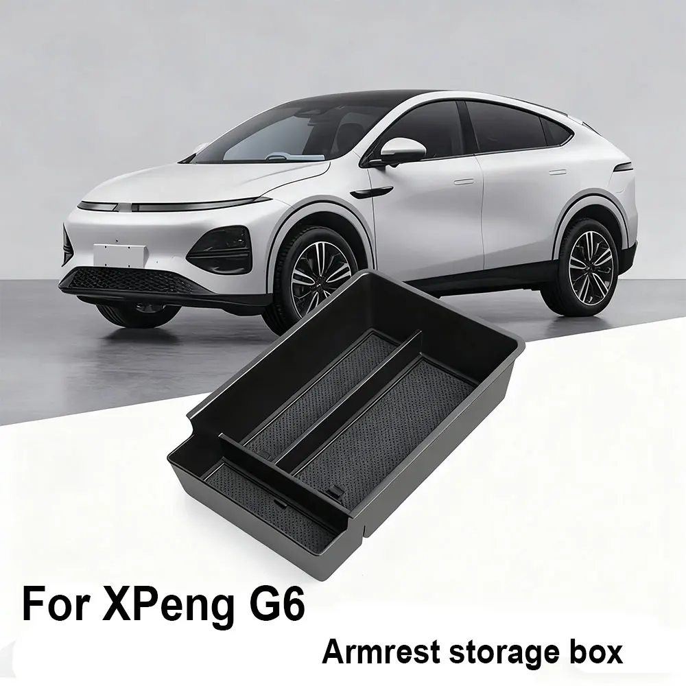 

For Xpeng G6 2023 2024 2025 Car Central Armrest Storage Box Car Interior Accessories Organizer Tidying Black