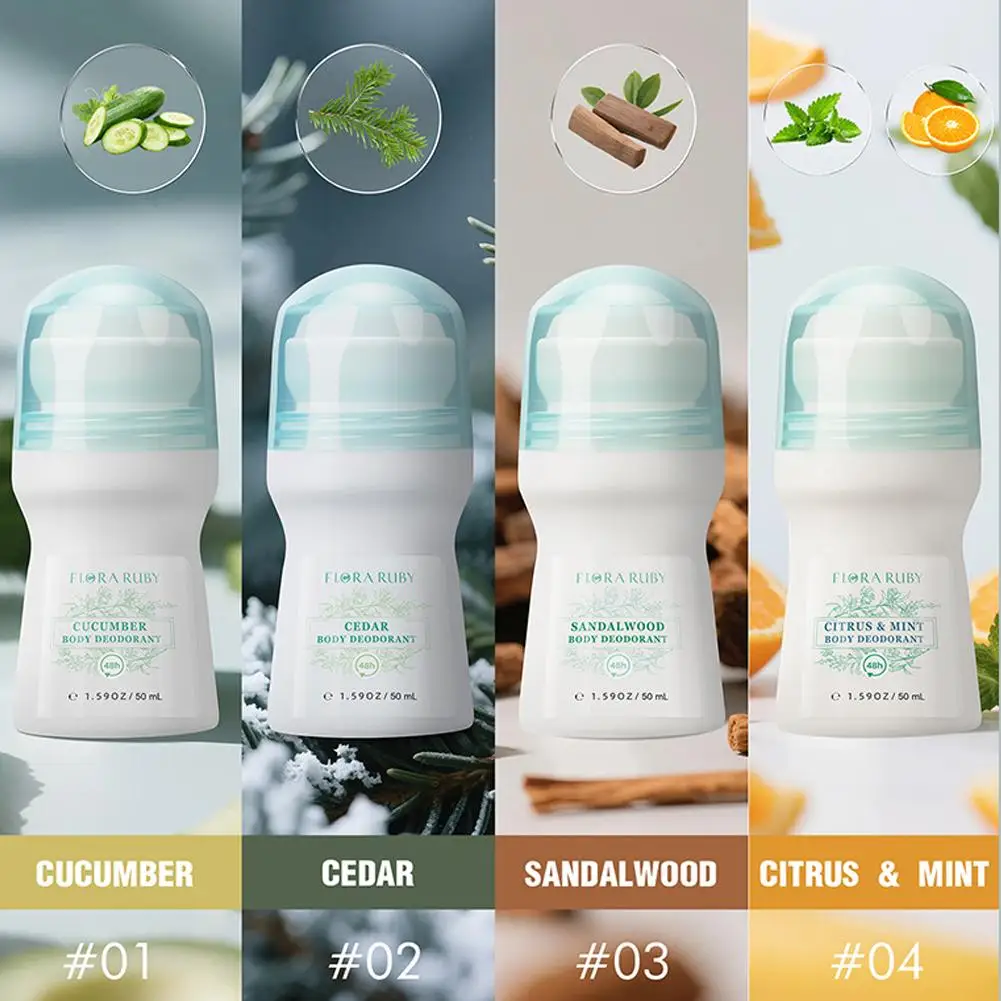 1pcs Flora Ruby Light Green Series Deodorant Roll On Women's Men All-purpose Deodorant Roll Aluminum Free Easy To Carry 2026