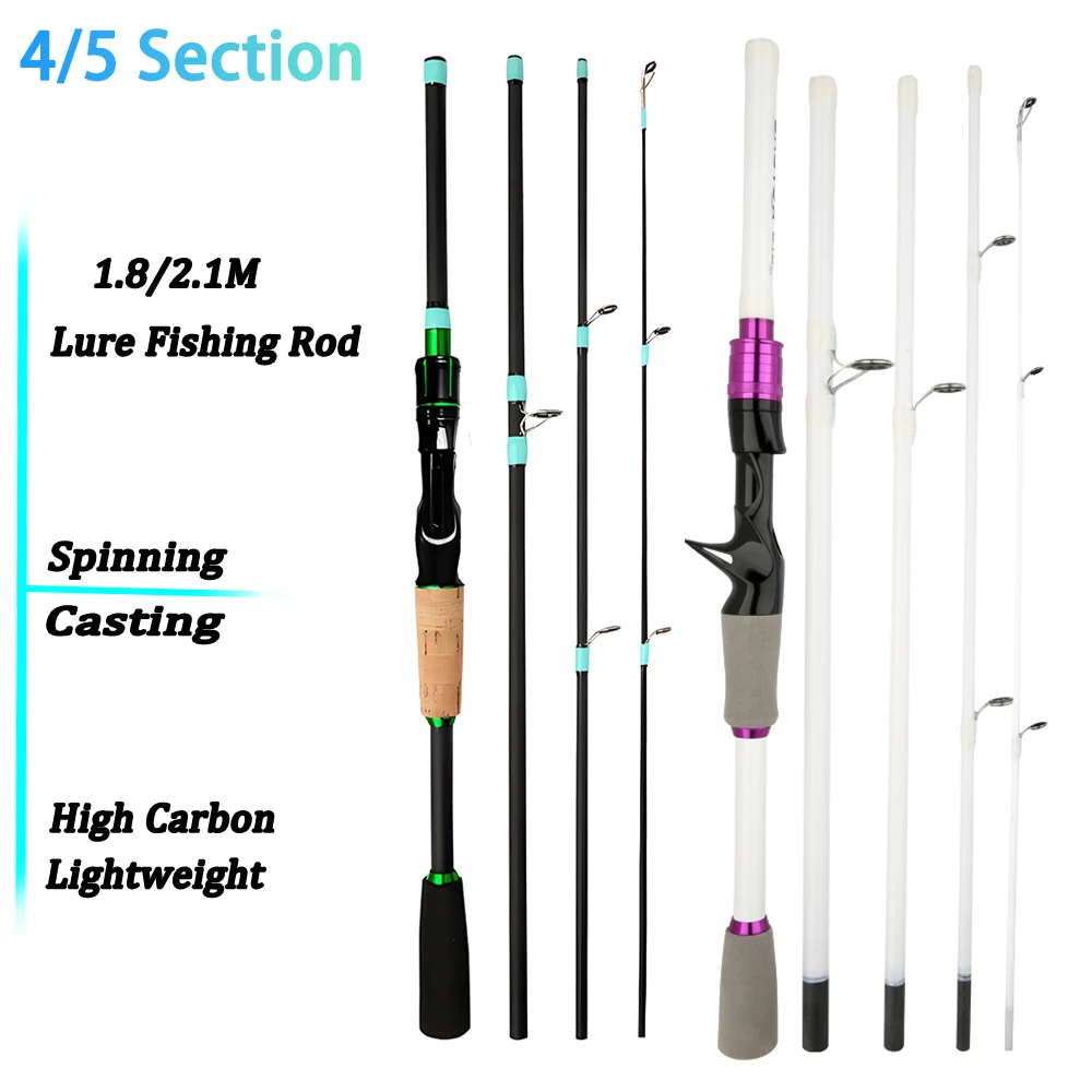 Casting Spinning Angelrute 2,1/1,8 m UltraLight Forelle Jigging Carbon Fiber Rod Pole 4/5 Abschnitt mit EVA Griff 3-15g Köder WT. – Detail 1