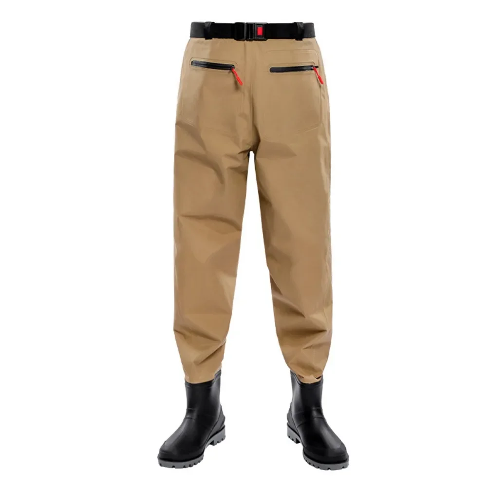 Nueva cintura longitud Nylon grueso medio cuerpo arroz trasplante agua vadear pantalones pantalones cortos de pesca pantalones de lluvia traje de pesca