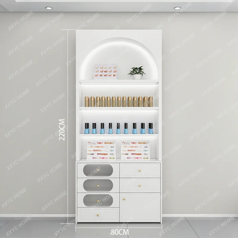 Vitrina para salón de uñas, vitrina para almacenamiento de pegamento y esmalte de uñas, vitrina para cosméticos
