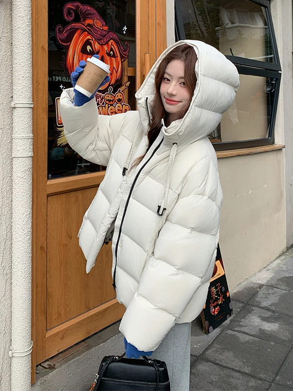 

Корейское пуховое пальто Sle Bread для женщин, утепленное, 90% белое пуховое, приталенное, омолаживающее, зимняя верхняя одежда