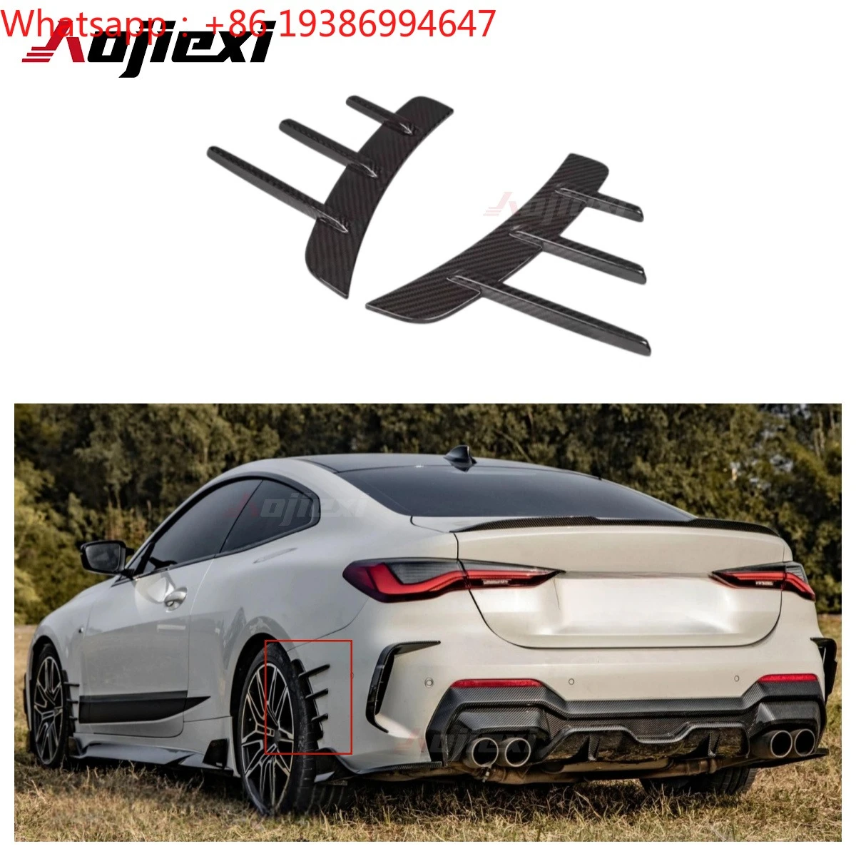 For High Quality SQ Style Carbon Fiber Rear Fender Canards Trim for BMW 4 Series G22 G23 Coupe 2020+ Fender Vent Trim Car Parts