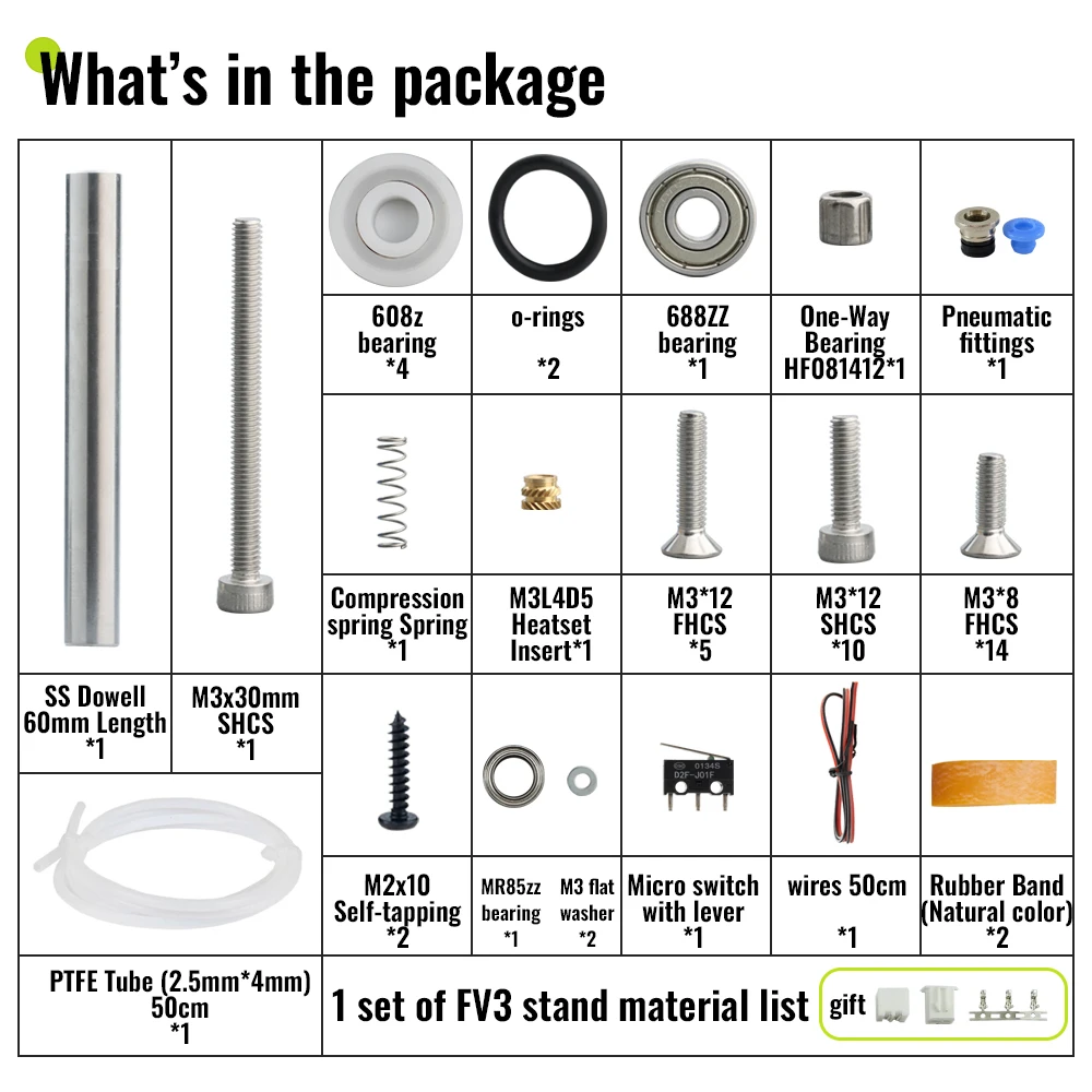 Tree Tribe ERCF V3 Metal Bearings ERCF V3 Angry Rabbit Filamentist Passive Spooler FV3 Full Set 3D Printer Parts HF8112 MMU