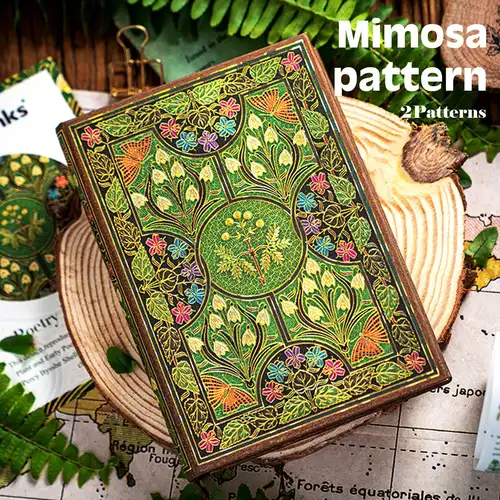 Diario floral vintage de 256 páginas: diario de tapa dura de lámina dorada con marcapáginas, páginas de colores de mariposa, cuaderno de viaje de lujo y regalo
