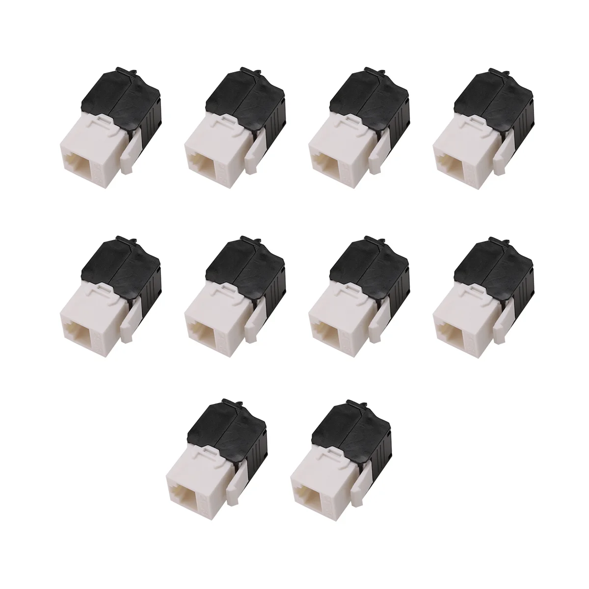 TOP 10-Pack Cat6A RJ45 Keystone Jack - Cat6 Compatible -180 Degree Toolless -Ethernet Wall Jack -Cat6A Network Coupler