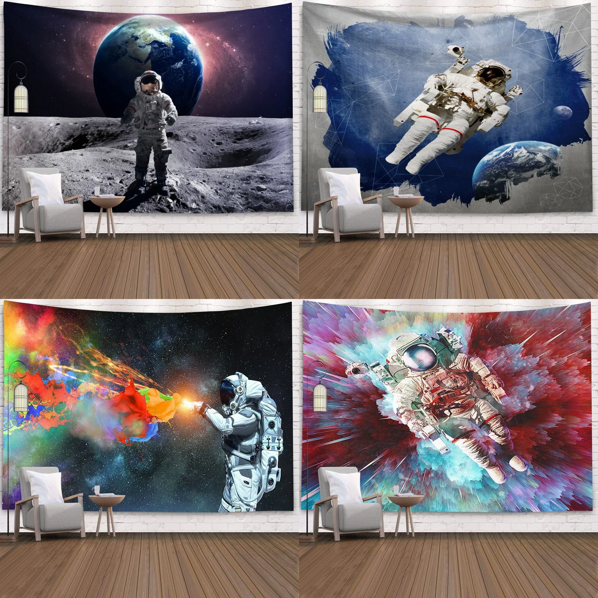 Space Astronaut Tapestry Rectangular Art Wall Digital Printing Tapestry 100% Polyester Travel Carpet Pad Beach Blanket Yoga Mat