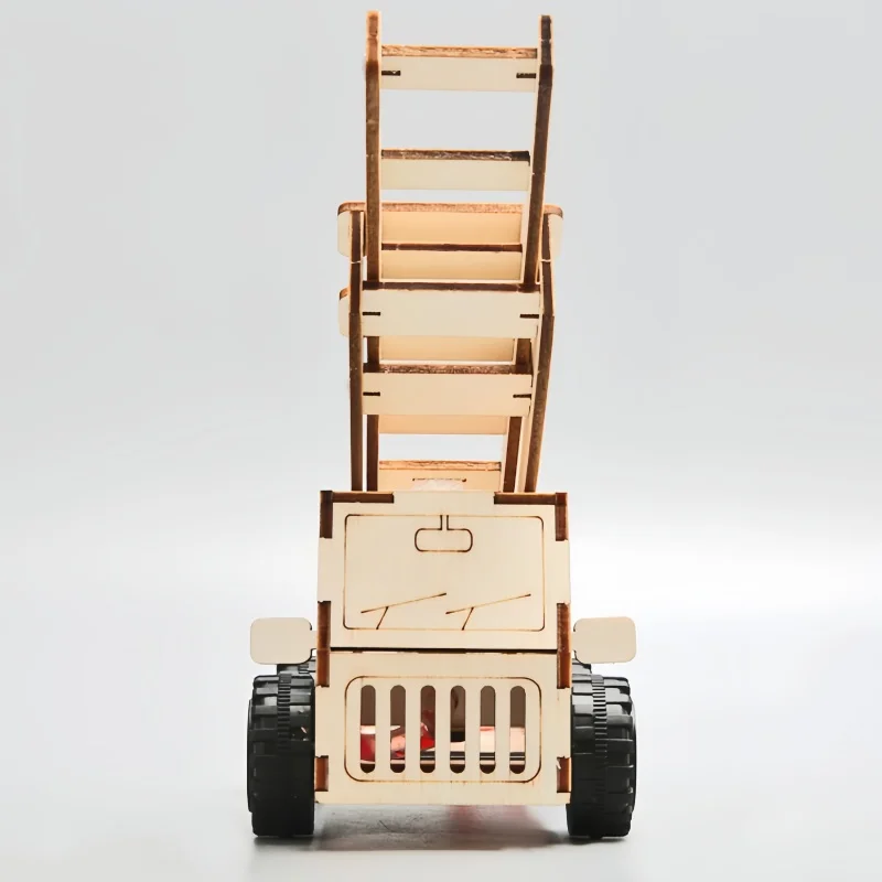 DIY Wood Ladder Fire Truck Model Kit for Kids - Educational Physics Science Toy STEM Learning Experimental Tool Gift for Kids