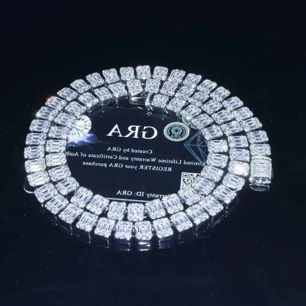 

9 мм персонализированные ювелирные изделия из стерлингового серебра 925 пробы Iced Out муассанит с бриллиантами кубинская цепочка с звеньями