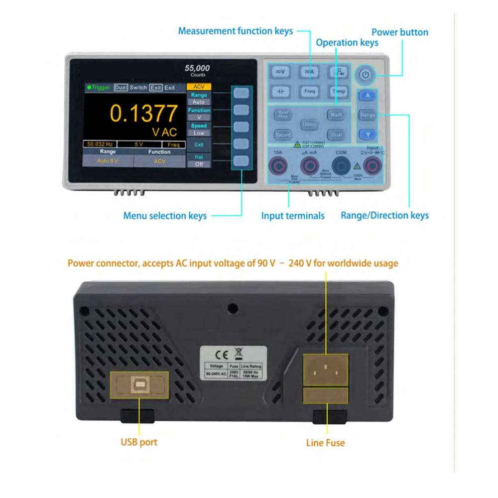 Xdm1041 xdm1241 echte RMS Owon Marke 3,5 Zoll LCD