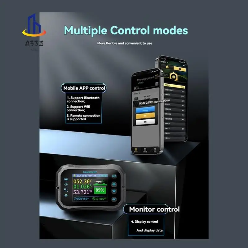 

A33Z-Wifi Coulomb Meter- Power Volt-Ammeter For Lithium & Lead Acid Batteries, RV Battery Capacity Indicator & Monitor