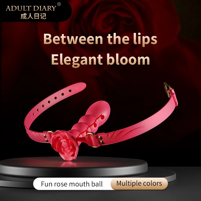 Mouth Ball Deep Throat Mouth Exercise SM Adjustable Rose Mouth Plug Silicone Dildo Plug Couple Adult Sexual Products 3colors