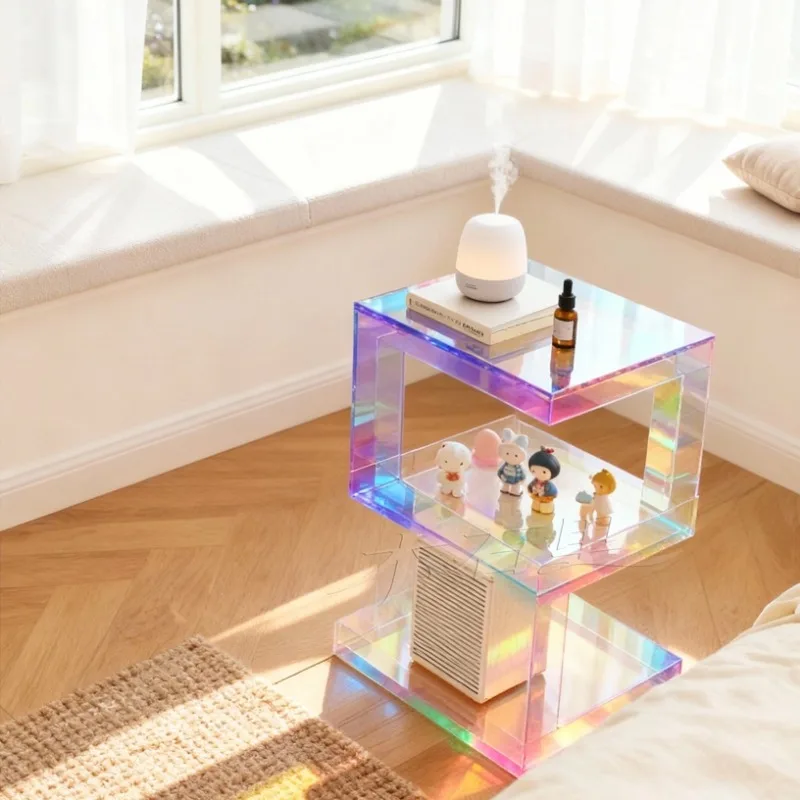 Acrylic Colorful Side Table, Thickened Living Room Sofa End Table, Creative Bedroom Shelf & Aesthetic Home Decor Accent