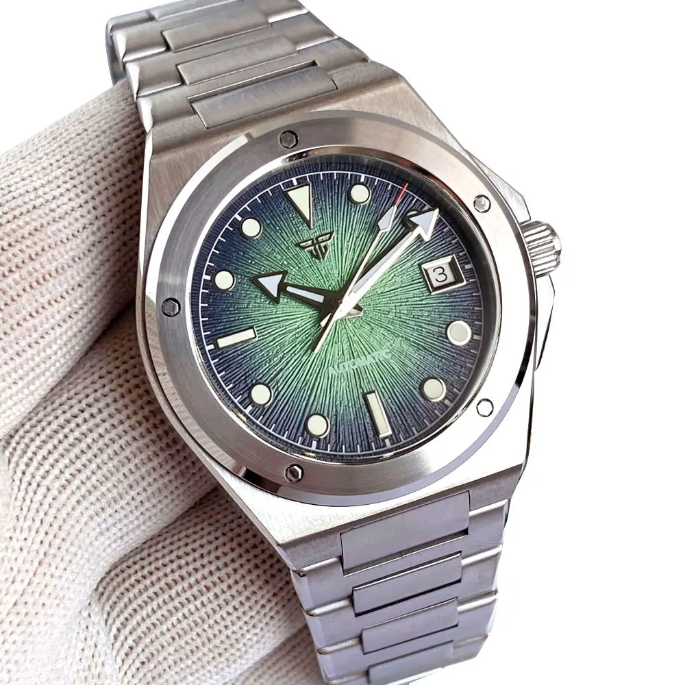 Tandorio 40mm Engineer Style 100M Waterproof Sapphire Glass Luminous Textured Dial Date Automatic Miyota 8215 Movement Men Watch