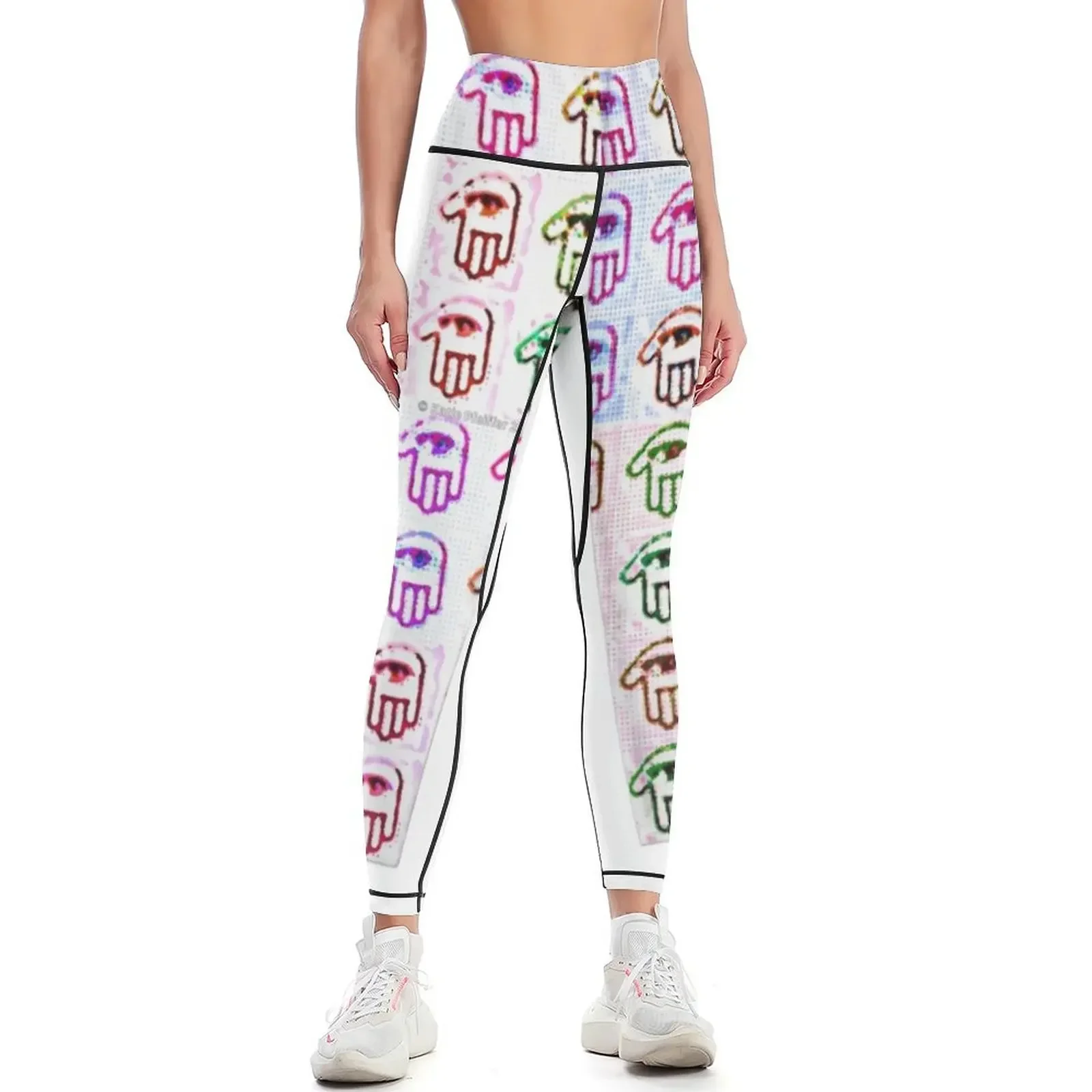 

Multi colored blurry Hamsa Evil eye Pop Art Design Leggings Women sports for physical Womens Leggings