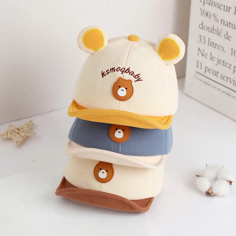 

Cute Animal Sun Hat for Boys Girls Casual Infant Peaked Hat Cartoon Bear Baby Baseball Cap With Ears