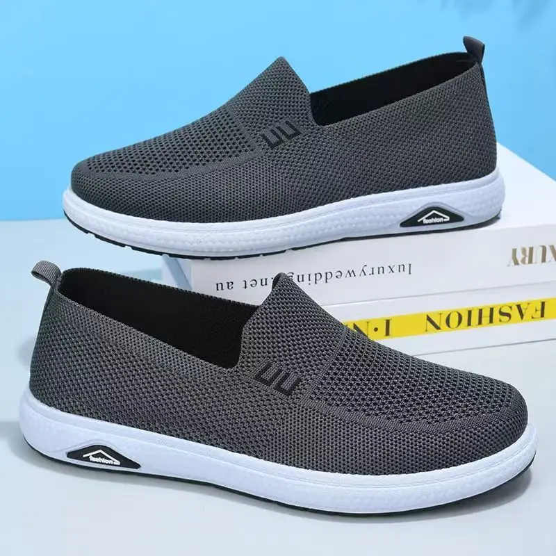 

Men's Summer New Mesh Casual Shoes Soft Sole Non Slip Round Toe Breathable Slip On Lightweight Anti Odor Elderly Walking Shoes
