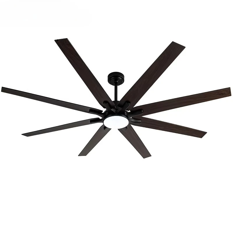 Model farmhouse walnut large fan light solid wood ceiling fan with light